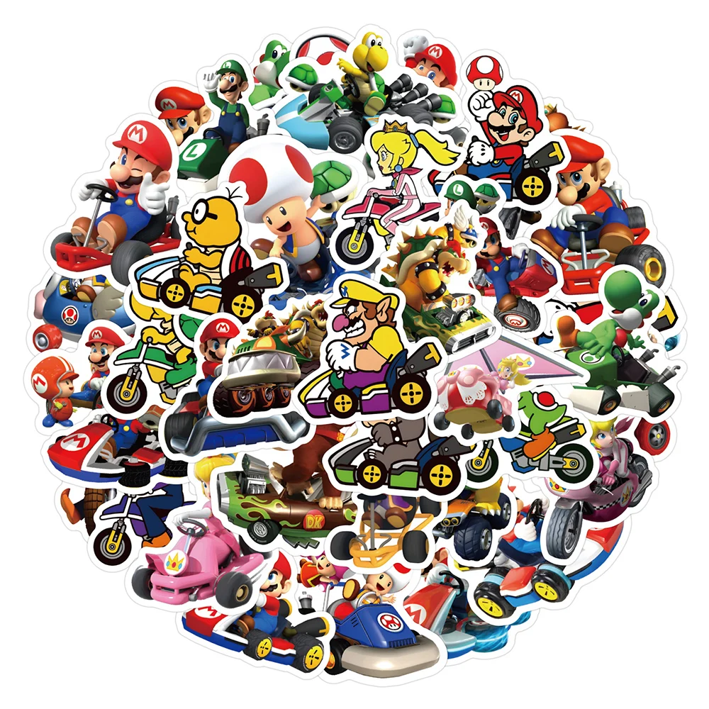 10/30/60pcs Cute Mario Kart Game Stickers for Kids DIY Laptop Phone Luggage Fridge Waterproof Cool Cartoon Sticker Toys Gifts