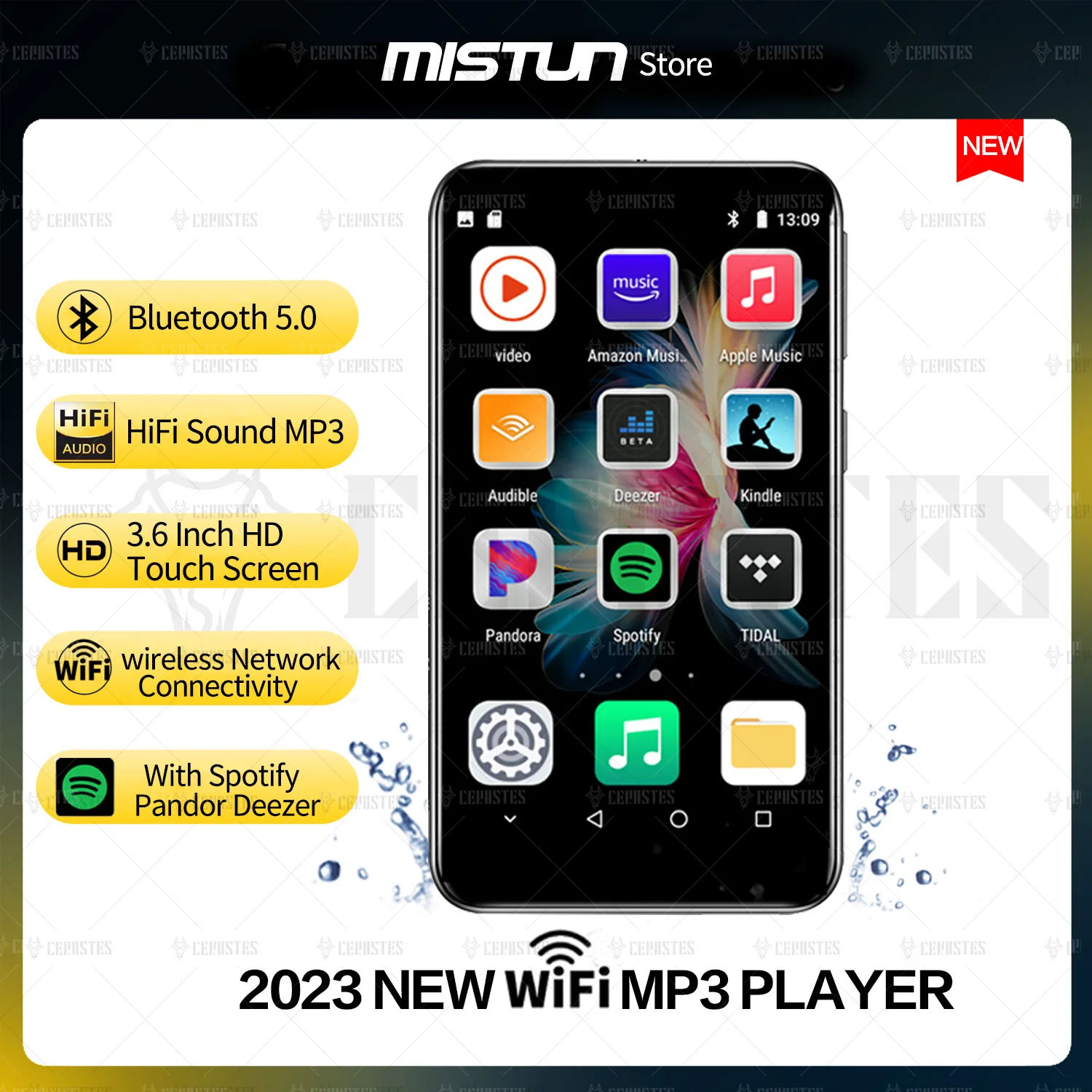 

NEW 3.6 Inch WiFi MP3 Player Bluetooth5.0 MP4 Player Android 8.1 with Spotify Pandora Android Streaming Music Player HiFi Sound