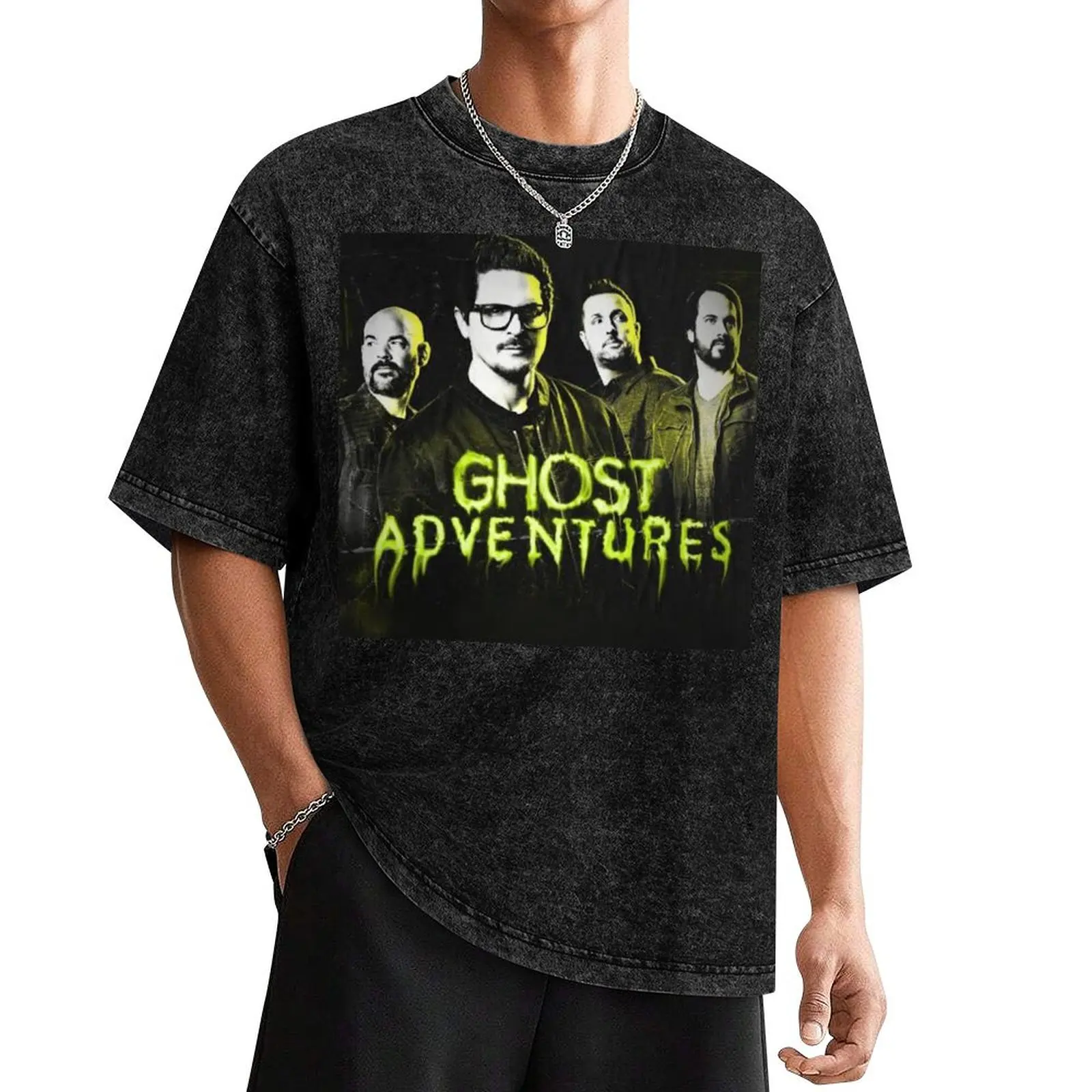 Ghost adventure toxic yellow goo T-Shirt quick drying oversized graphic tee oversized t shirt men