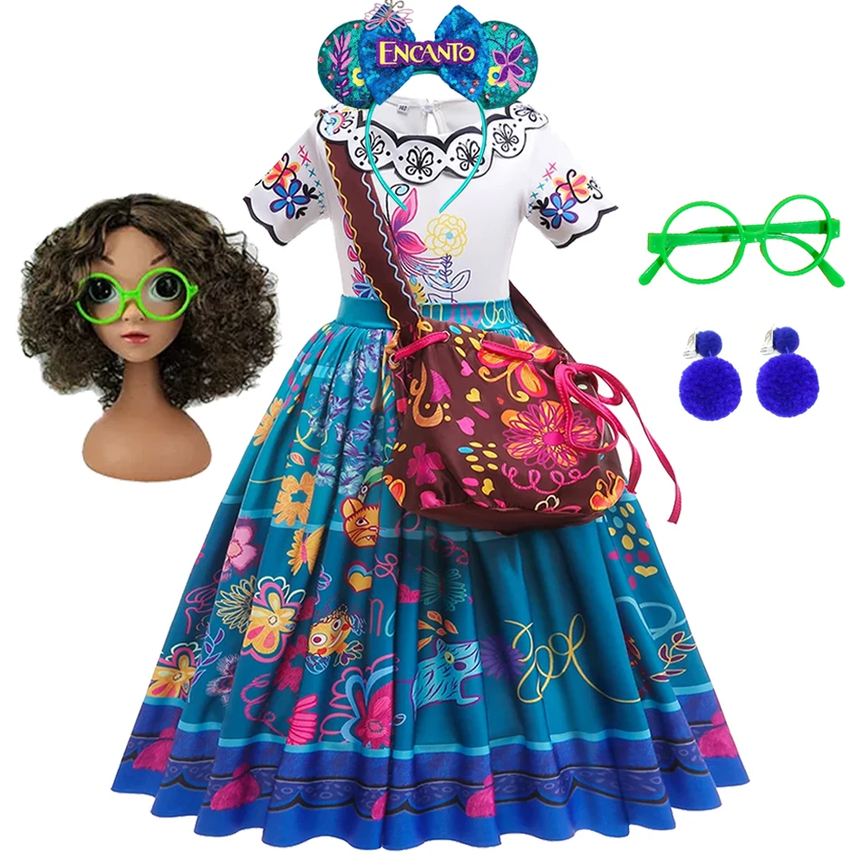Disney Girls Encanto Costume Mirabel Halloween Carnival Princess Mirabel Suit Party Costume Cosplay Kids Vestido 2-10 anni