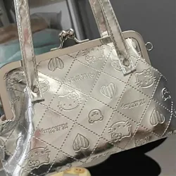 MBTI Zilver Hello Kitty Dameshandtas Vintage Embossing Schattig Pu Leer Mode Schoudertas Elegante Designer Dames Kawaii Tas