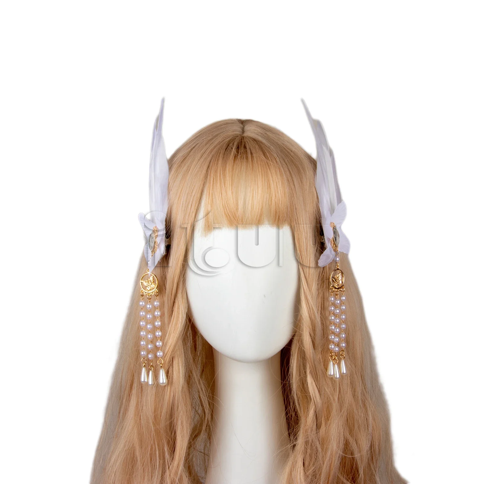 Lolita zijclip witte veer engelenvleugel bloem parel kwastje bruiloft haar ornament haarclip accessoires