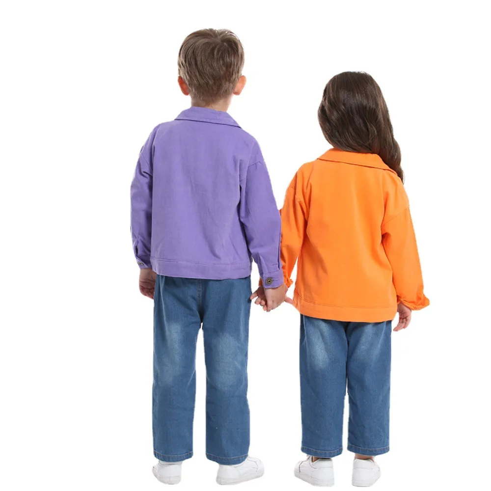 Autumn tide model single-breasted fleece cotton children's jacket 2025 new sibling suit lapel Korean long-sleeved blouse kids