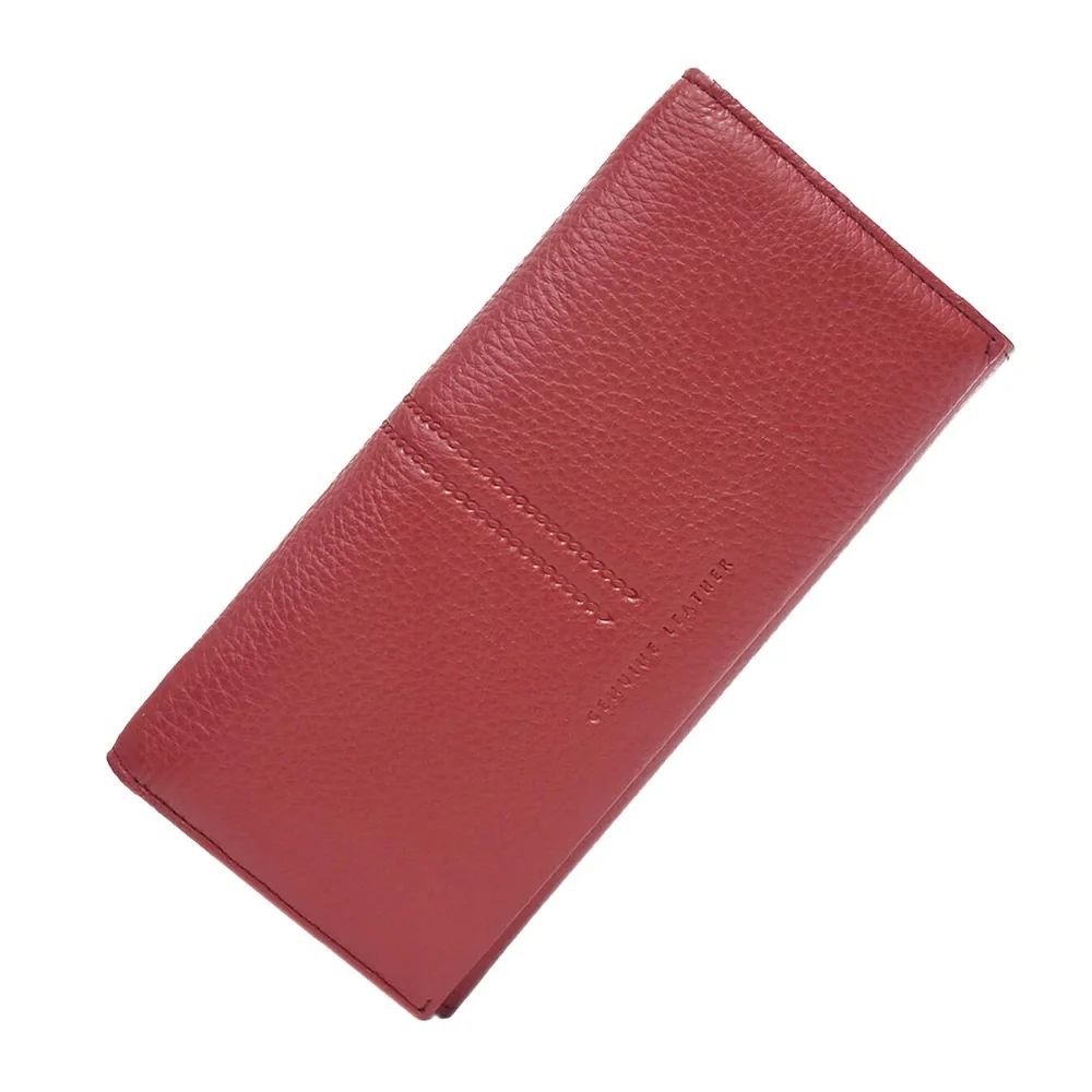 

Red Card Holder Genuine Leather Wallet 2025 New Soft Real Cow Leather Purse Women Long Cowhide Clutch Bag