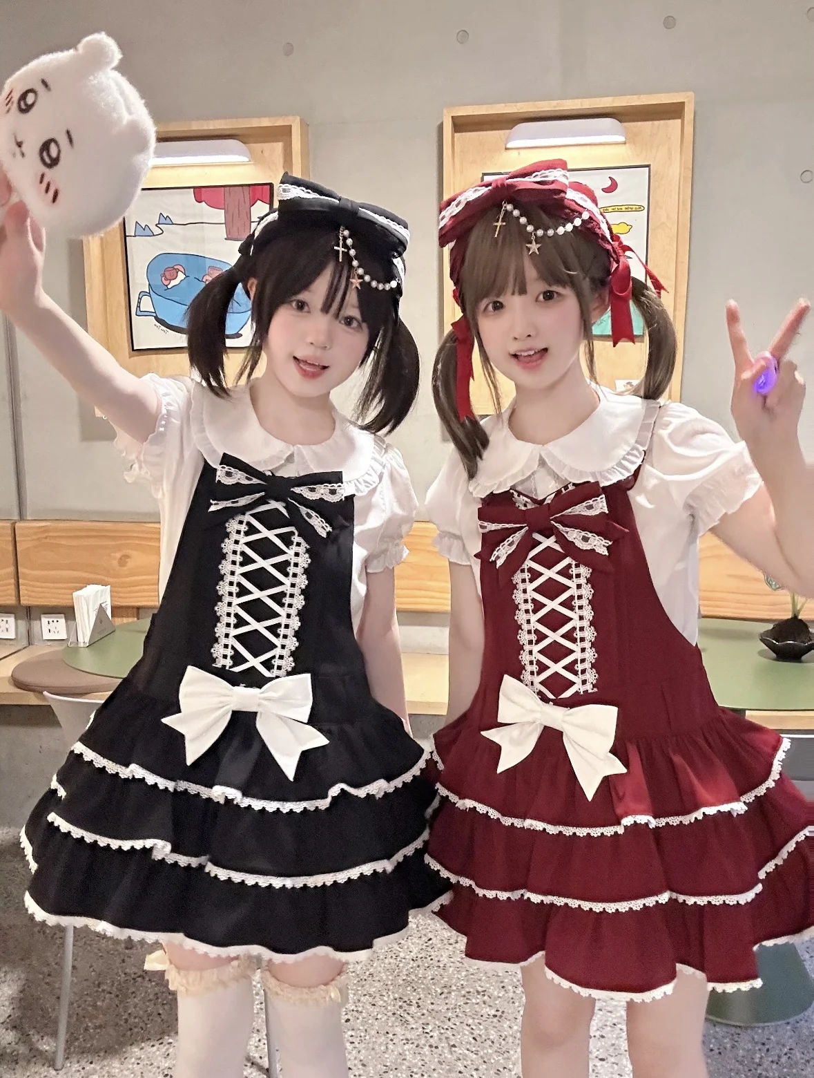 Japanese vintage cake style Lolita JSK three-layer skirt cute strap dress