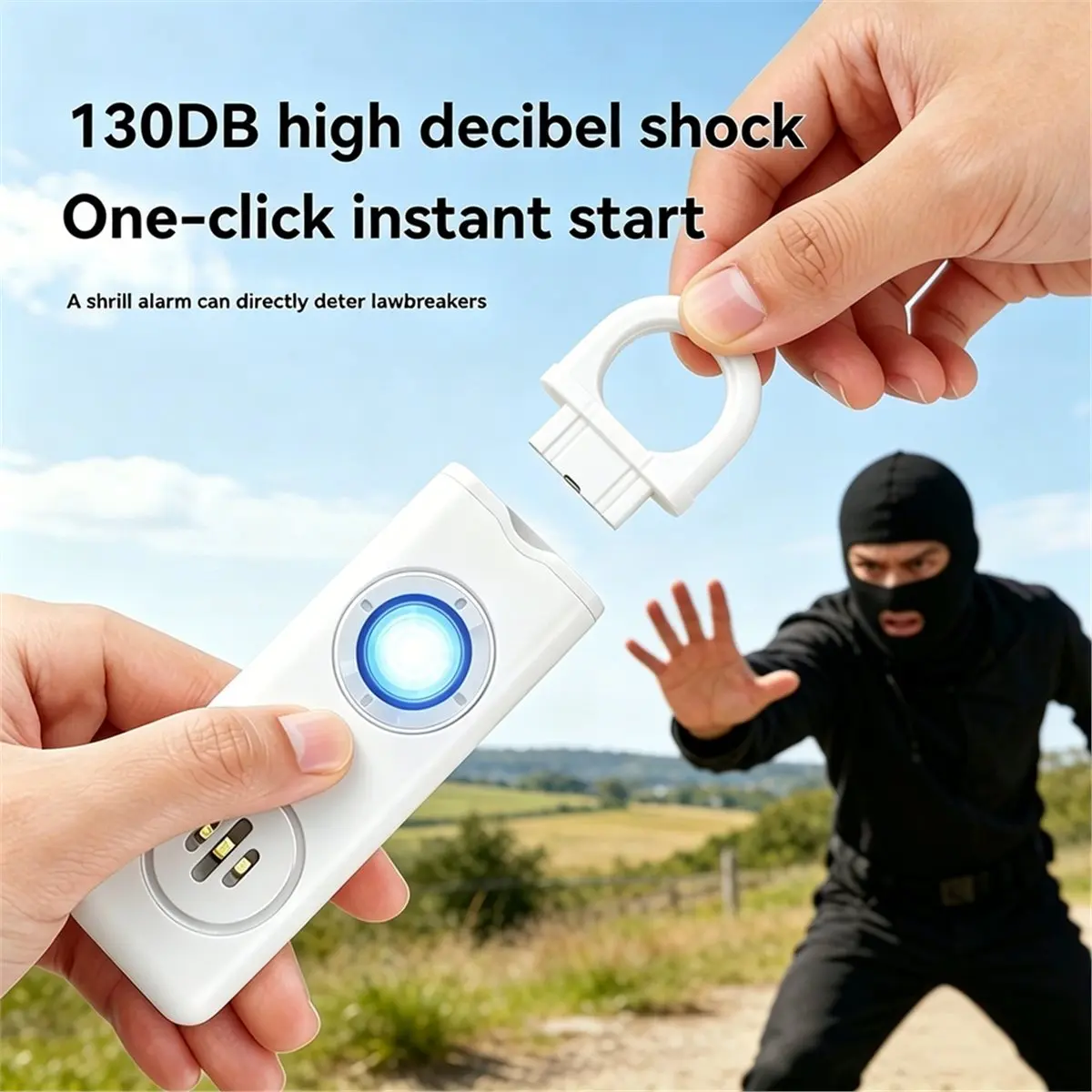 A14G 130dB Personal Safety Alarm with LED Flashlight Portable Emergency Siren for Women Kids Elderly Anti Robbery Call C