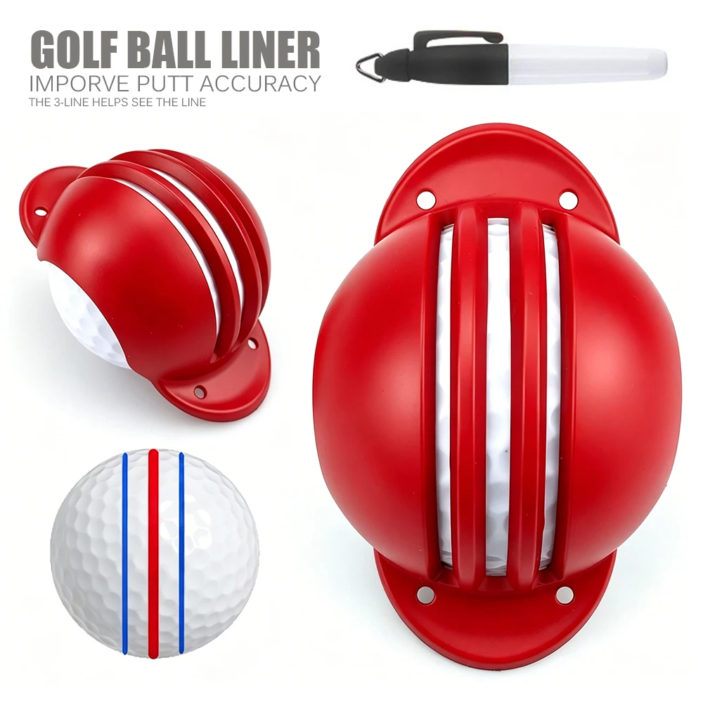 Golf Ball Tri-Line Marker Template Marker Pen Golf Drawing Line Alignment Tool Golf Putting Positioning Aids Tool