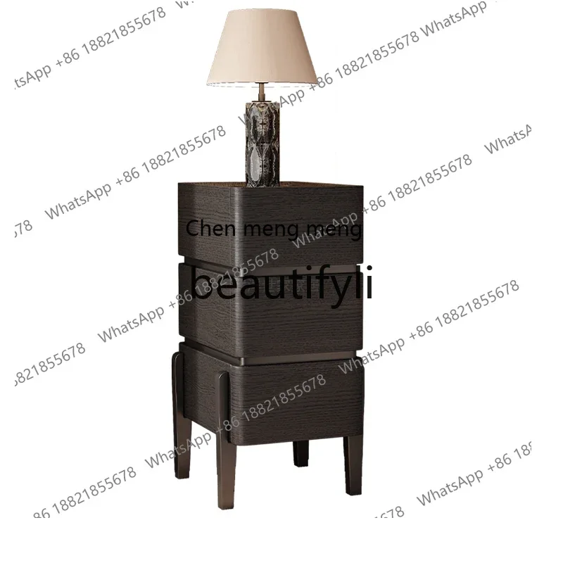 

N178 G Bedside table Smoked solid wood New Italian minimalist bedroom Small storae locker