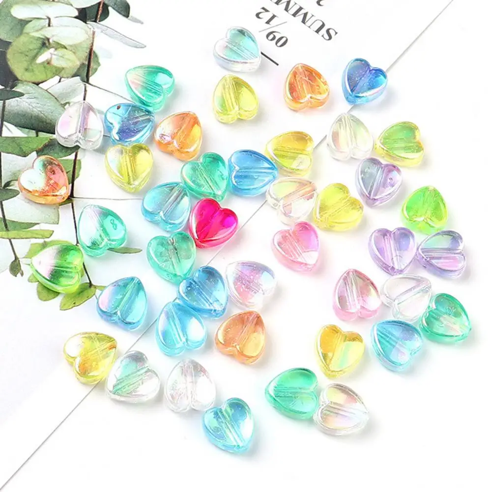 Acrylic Pony Beads Ab Transparent Beads Vibrant Heart Star Acrylic Beads Diy Jewelry Making with Fade-resistant Glitter Pastel