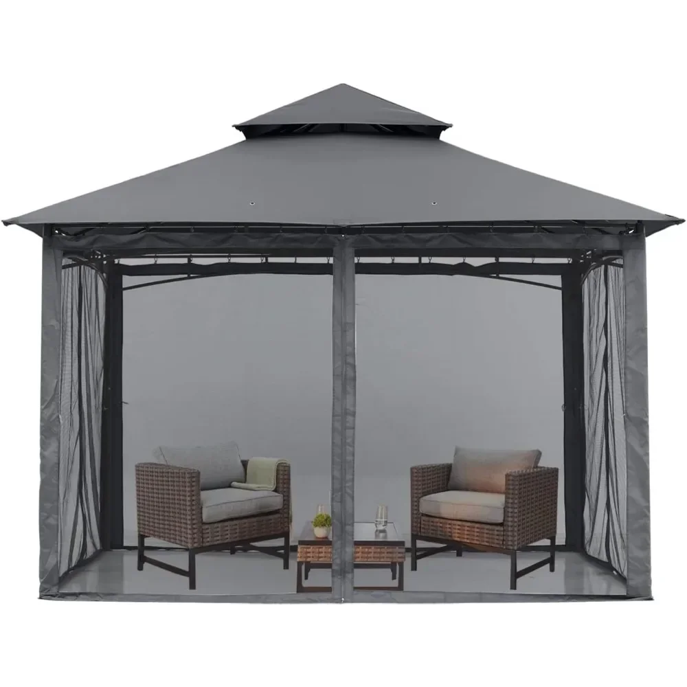 Imagem -03 - Gazebo para Pátio com Estrutura de Aço Estável e Paredes Garden Gazebo 8x8