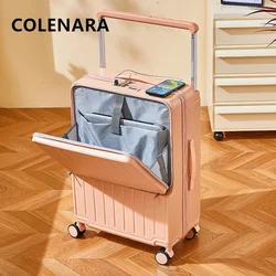 COLENARA ABS+PC Suitcase Front Opening Laptop Boarding Case Aluminum Frame Trolley Case 20