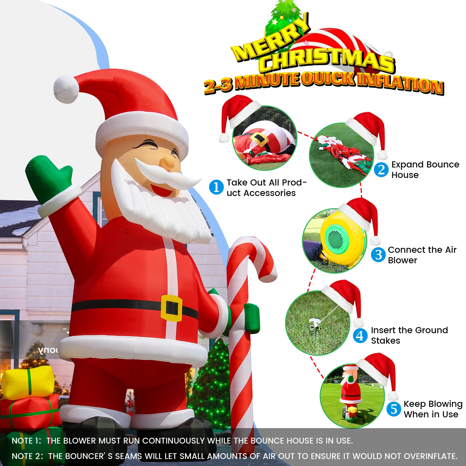 6/8/10/12m LED Christmas Giant Inflatable Santa Claus Xmas New Year Decoration Inflatables for sale