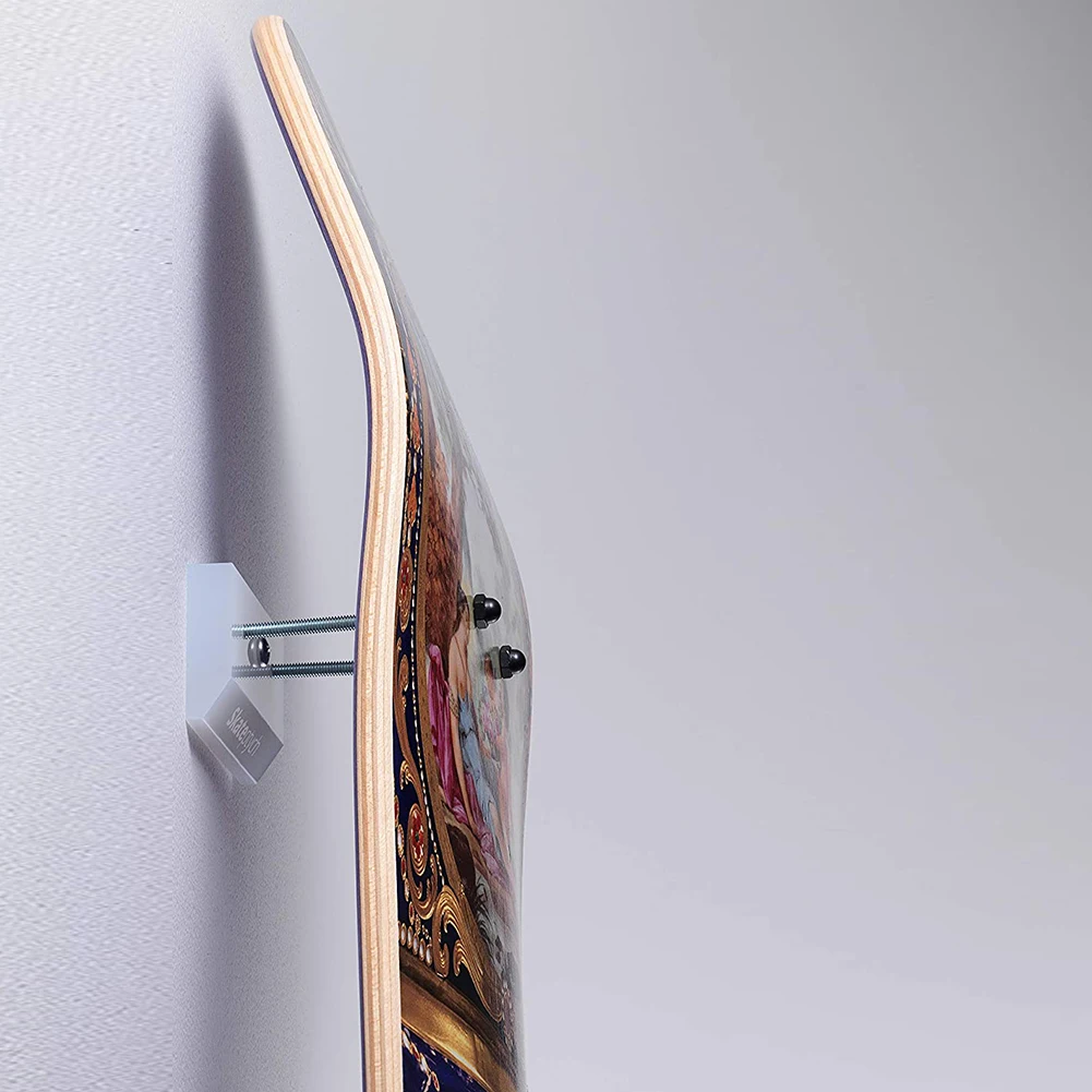 Rak penyimpanan Skateboard, pemasangan dinding Longboard Deck Hanger Display Stand rak penyimpanan akrilik dalam ruangan mengambang pemegang penyimpanan Skateboard