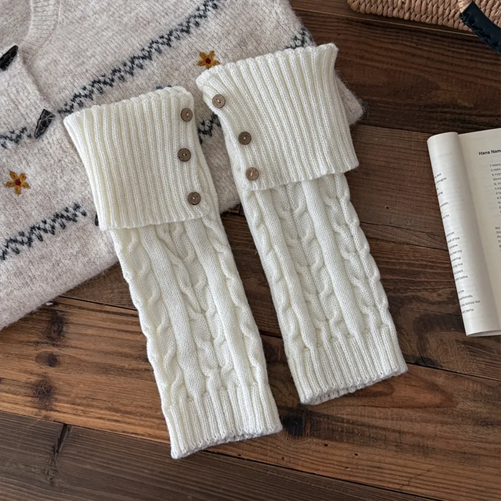 Cute Harajuku Children's Leg Warmers Solid Color Japanese Style Knitted Foot Cover Sweet Casual Long Socks Girls