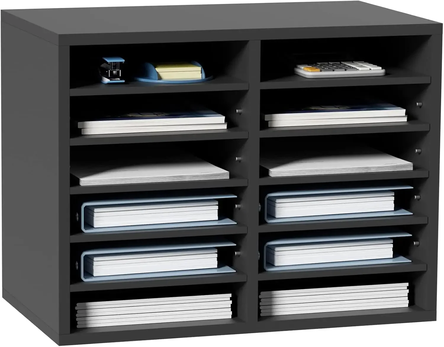 

Literature Organizers, 12 Compartments Office Mailbox with Adjustable Shelves