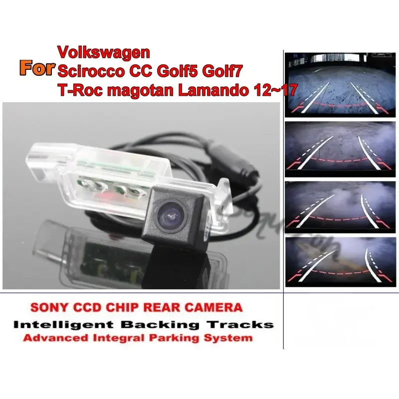 For Volkswagen Scirocco CC Golf5 Golf7 T-Roc magotan Lamando 12~17 Night Vision Car Reverse Backup Parking Rear View Camera CCD