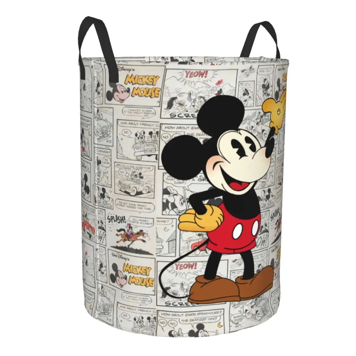 Custom Mickey Mouse Cartoon Laundry Hamper Large Storage Basket Girls Boys Toy Organizer