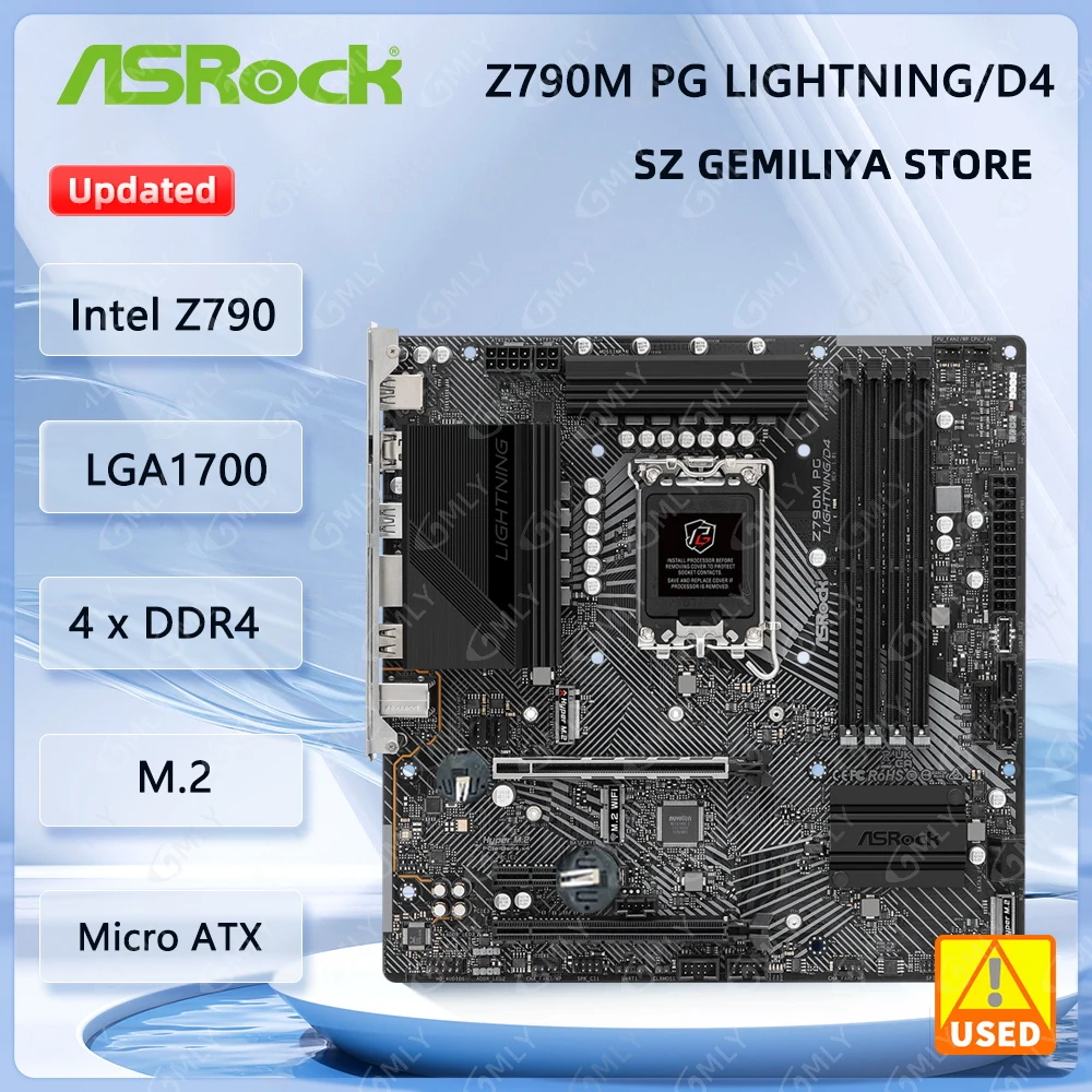 

ASROCK Z790M PG LIGHTNING/D4 Motherboard LGA1700 Intel Z790 4xDDR4 128GB Micro ATX support Core i3-13100 i5-12600 i9-13900 cpu