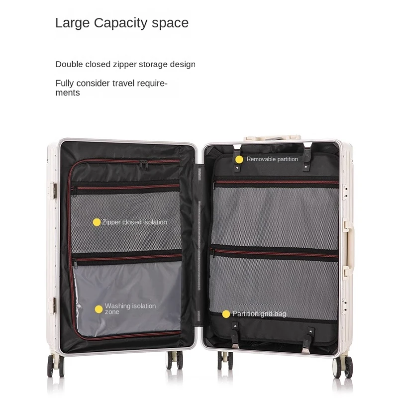 Luggage USB Cup Holder Suitcase Aluminum Frame Unisex Suitcases Travel Carry-on Travel Bag Rolling Luggage Password Trolley Case