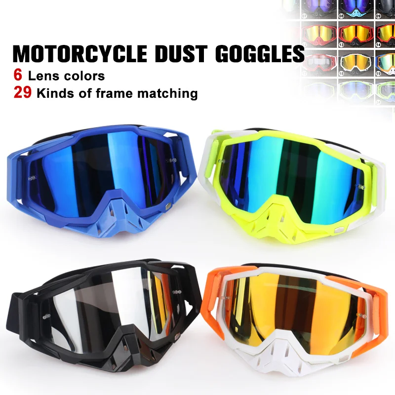 Lens Colour And Wear Resistant Motorbike Goggles Adjustable Comfort Removable Nose Shield Safety Windproof Motorbike Glasses