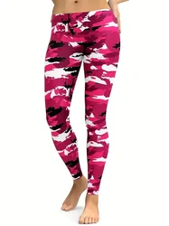 Leggings da allenamento slim fit casual elasticizzati con stampa mimetica per donna con sollevamento dell'anca