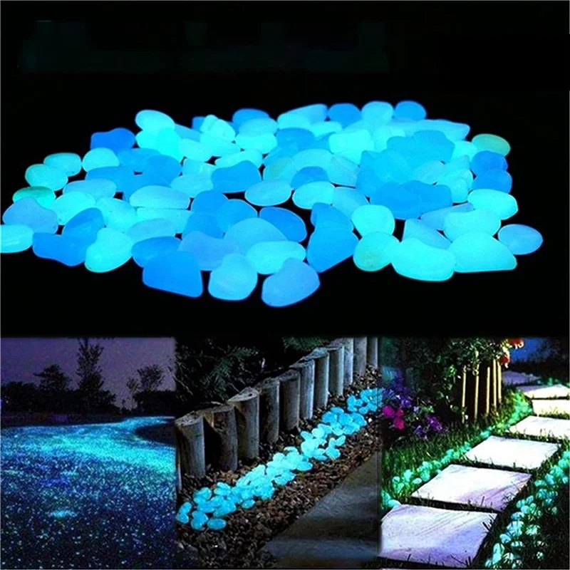 

100Pcs Glow In The Dark Stone,Decorative Luminous Stone For Outdoor Walkways,Gardens,Driveways Or Fish Tank