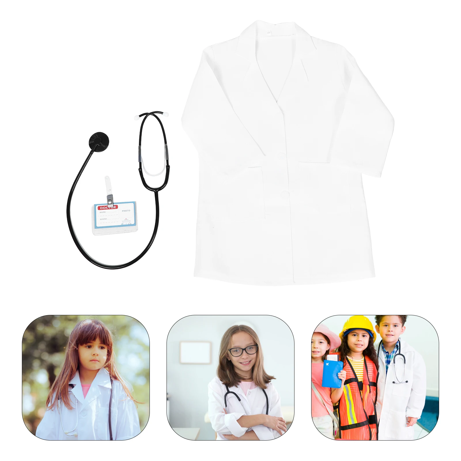 

1 set 1 Set Cotton Kids Doctor Costume Child Medical Lab Coat Role Play Outfit For Halloween Science Career Toddler Uniform