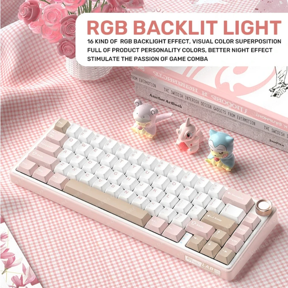 RK R65 Wireless Mechanical Keyboard Three-mode Rgb Effect Office Gameer Full Key Hot-swappable 65% Layout Gaming Keyboard