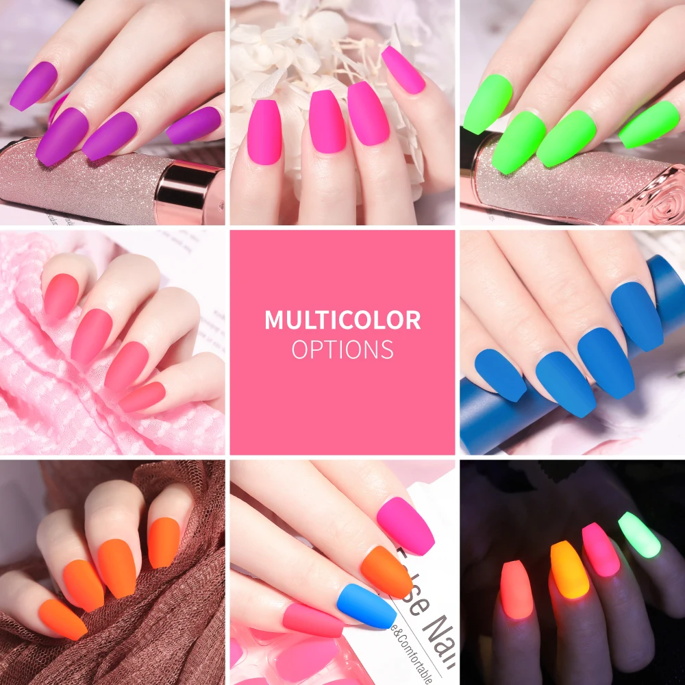 Luaa suggerimenti per Nail Art fluorescenti multiforme Glow-In-Dark unghie finte luminose balletto stampa sulle unghie Set lumache staccabili