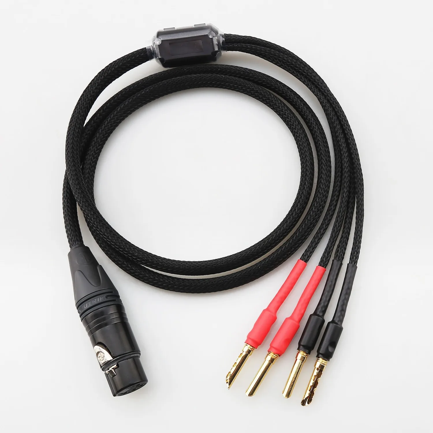 Hi-Fi Audio Cable 4x Banana BFA Plug to Neutrik 4 Pin XLR Female Speaker Interconnect Adapter Cord