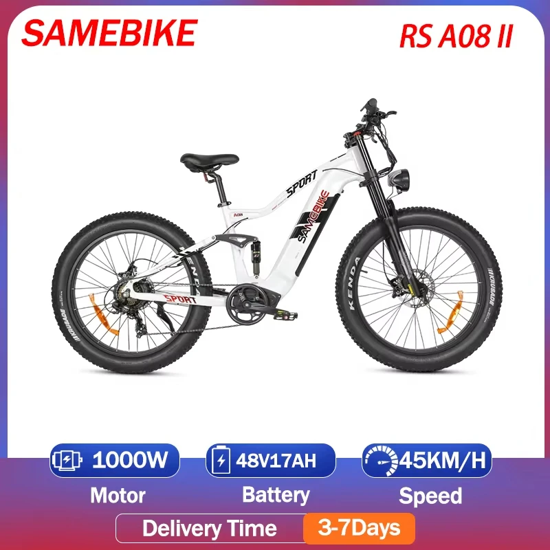 

SAMEBIKE RS-A08-II Electric Bicycle 26*4.0 inches Mountain Ebike 1000W 48V17AH Lithium Battery 45km/H Max Speed Electric Bike