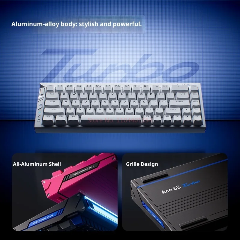 Mchose Ace 68 Turbo teclado de eje magnético de aluminio de alto rendimiento para juegos Esports dedicado 16k conexión inalámbrica de tamaño completo