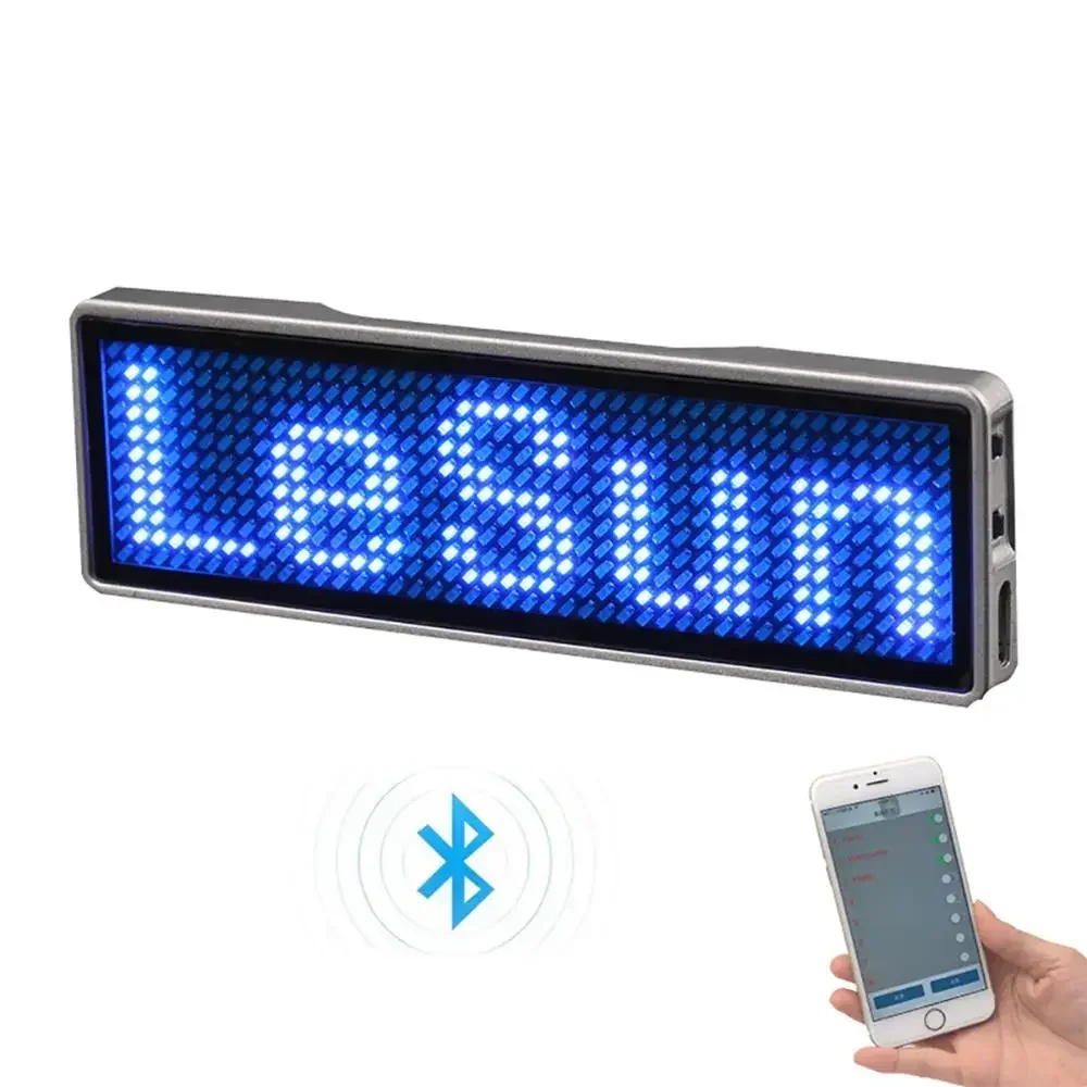 Rechargeable Bluetooth Digital LED Badge Insignia DIY Programmable Scrolling Message Board Mini LED Display LED Name Tag