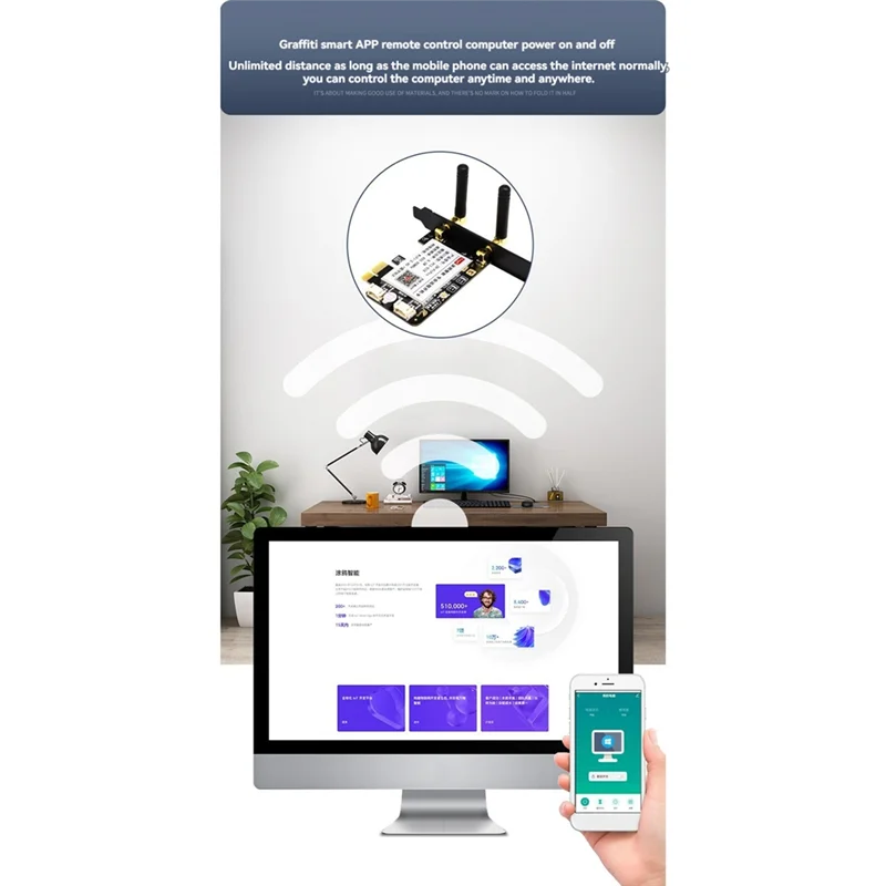 AM-Tuya Computer Power Reset Switch PCIE Card Computer Remote Boot Card APP Afstandsbediening voor Google Home/Amazon Echo