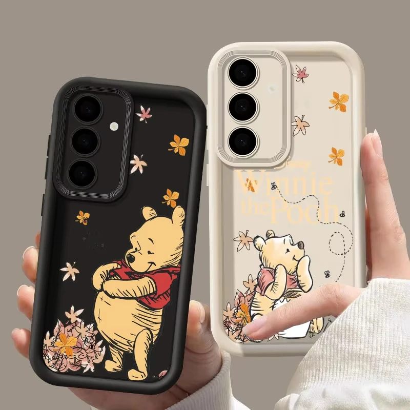 Otoño Winnies The Poohs hojas funda de teléfono para Samsung Galaxy S25 S24 S23 S22 S21 S20 Ultra Plus FE A55 A54 A35 cubierta a prueba de golpes