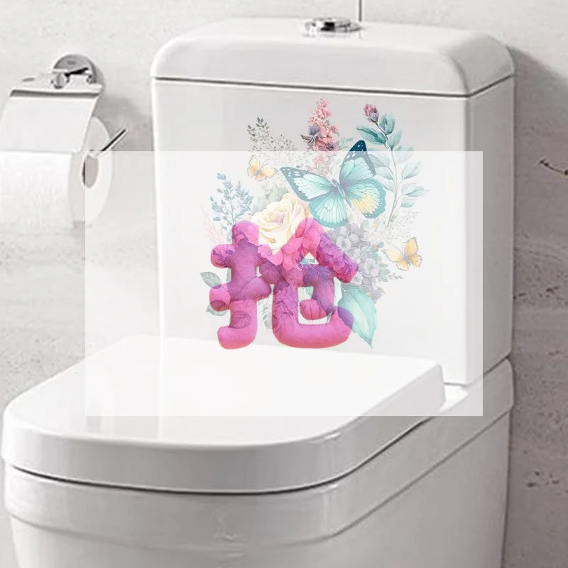 Flower Butterfly Sticker Bathroom Toilet Waterproof Sticker Toilet Cover Toilet Sticker Waterproof Toilet Seat Stickerscor