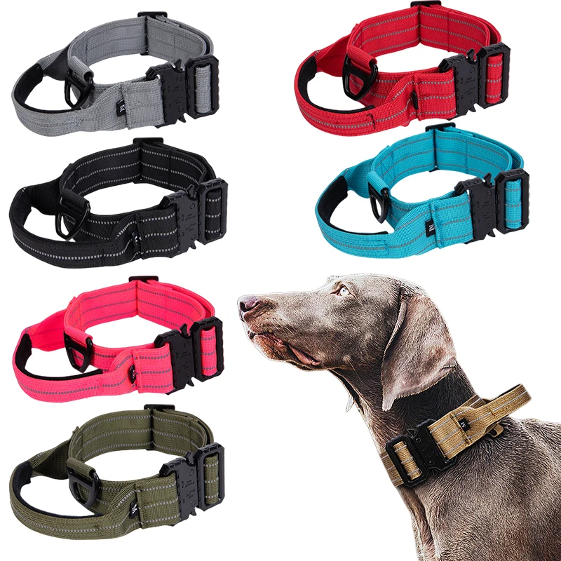 Heavy Dog Collar Tactical Collar Leash Set Adjustable Reflective Dog Training Collars for Medium Large Dogs Accessories Hunting