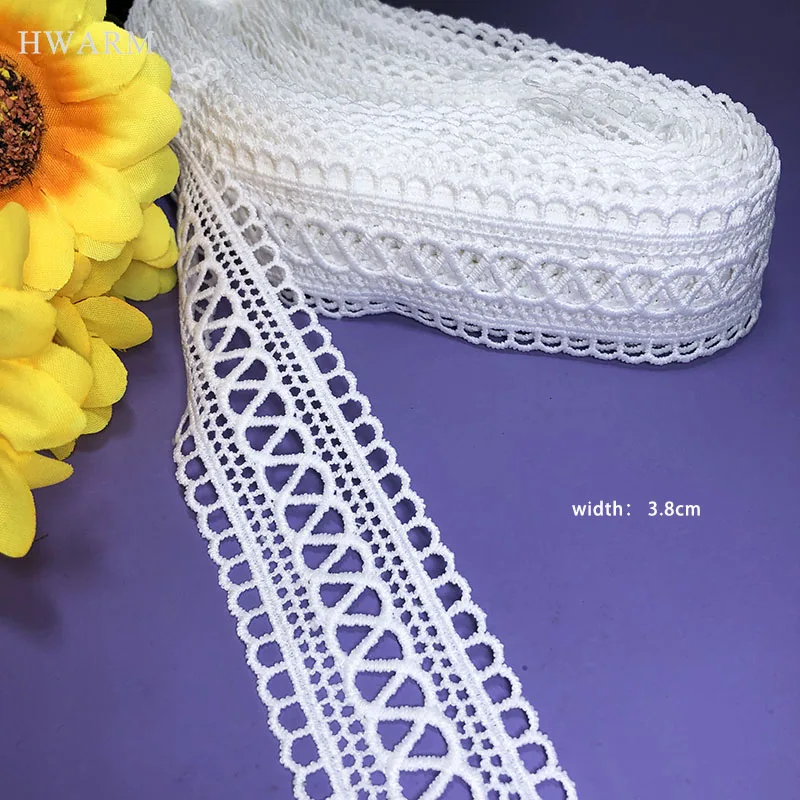 New Pattern Embroidery Lace Fabric Ribbon DIY Water Soluble Exquisite Ivory Computer Milk Silk Bar Code Dress Sewing Trim Deco