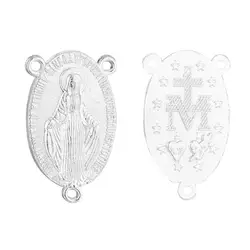 10Pcs Virgin Mary Medal Rosary Center Part Connectors Our Lady Medalla Milagrosa Centerpieces DIY Jewelry Accessories