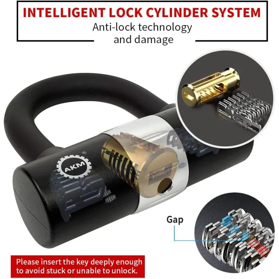 قفل سلسلة شديد التحمل بطول 3 أقدام مع متانة سميكة 12 مم و4 مفاتيح للدراجات النارية والدراجة النارية 16 مم قفل U Ant #3