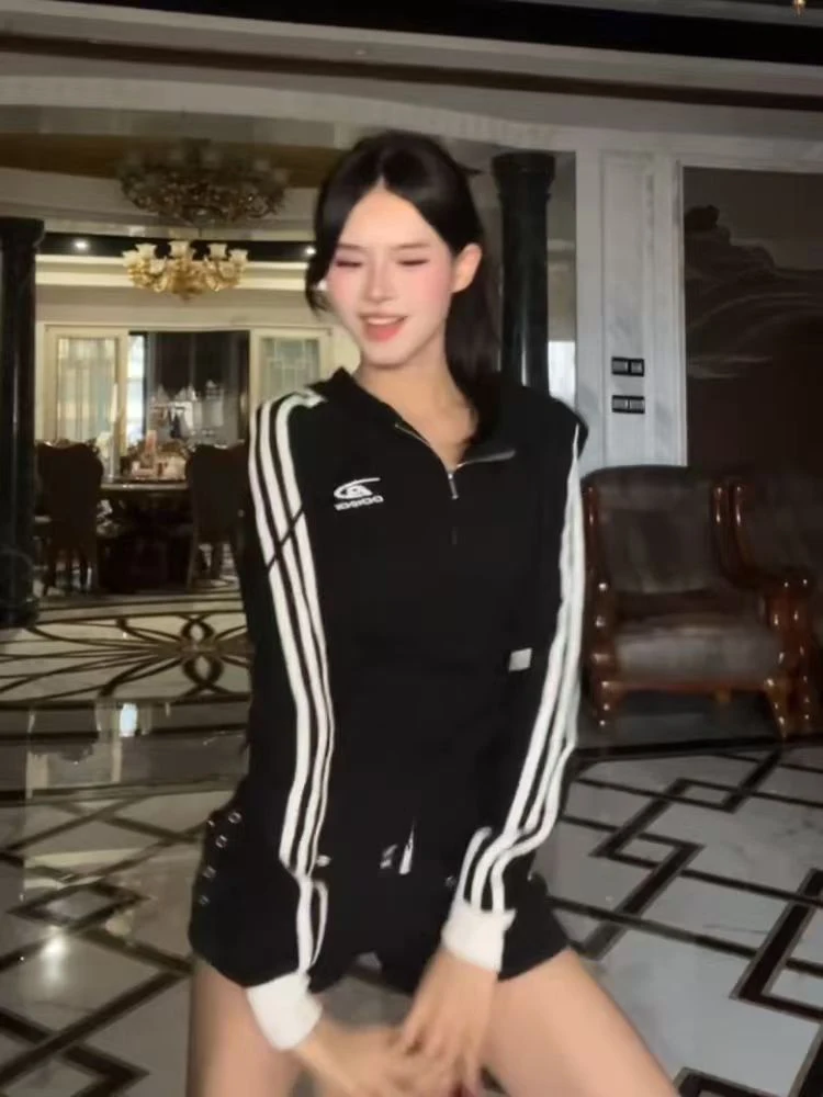 Slim Fit Long Sve Hoodie Damen Faionable Trendy Sle Casual Wear Oberbekleidung Mantel für Herbst Winter Straight Cut Body S...