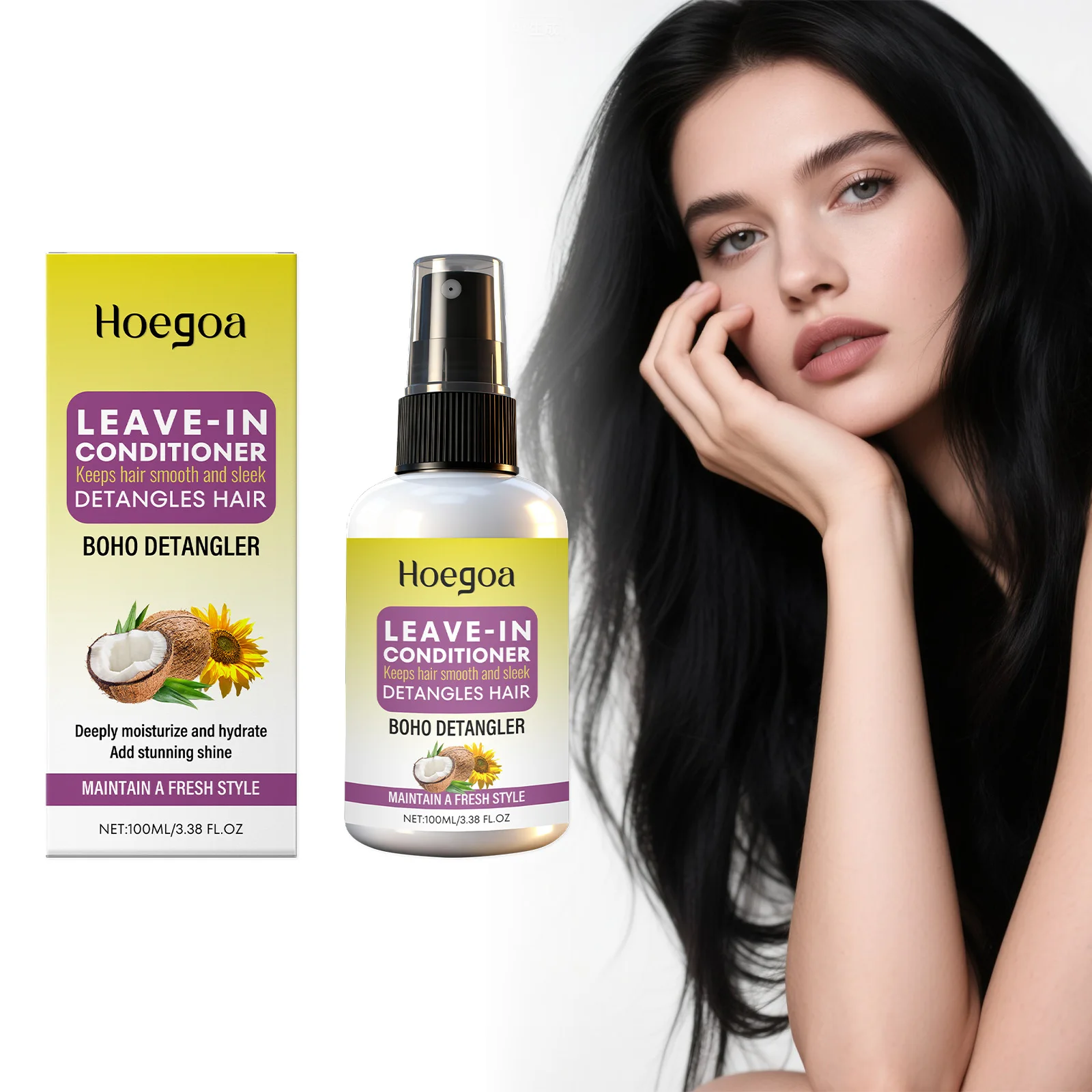 

Leave-In Nourishing Hair Spray - Moisturizes & Adds Shine - Aids Reduce Hair Fall, Improve Dryness, Keep Hair Smooth & Lustrous