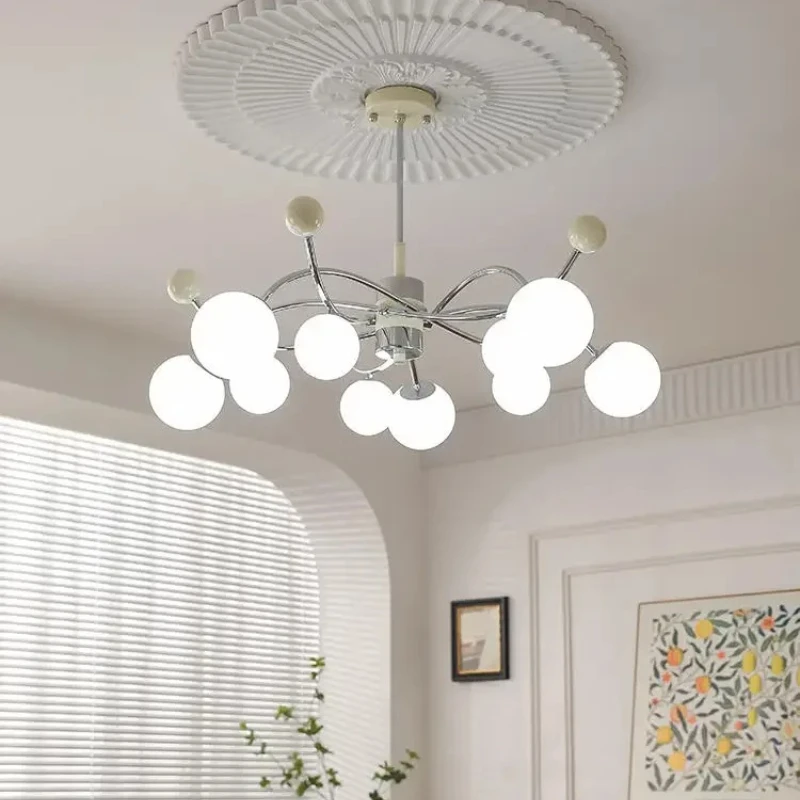 

French Style Led Ceiling Chandelier Living Room Kitchen Island Ceiling Lamp Iron Glass Pendant Lights Home Decorations Lustre