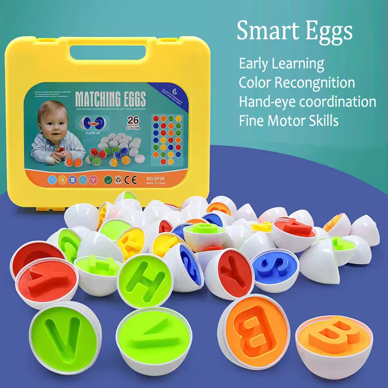 Early Educational Toys ABC Matching Eggs Toy 26pcs Alphabet Letters Matching Color Matching and Sorter Puzzle Games