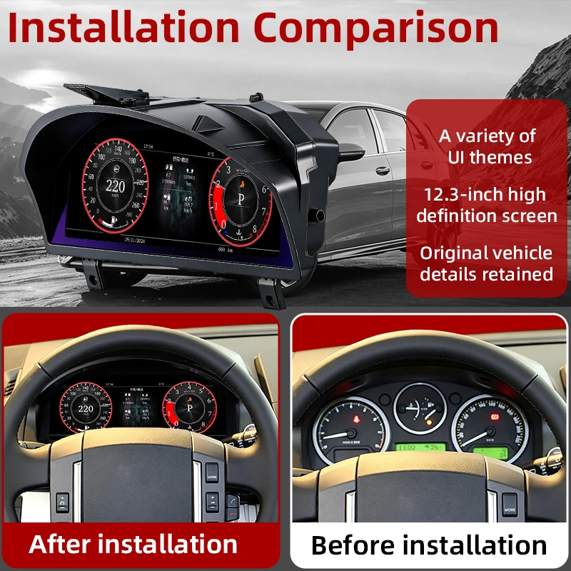 Digital Instrument Cluster For Range Rover Freelander 2 2007-2015 12.3'' HD Speedometer Dashboard Carplay/2S Fast Boot/Plug&Play