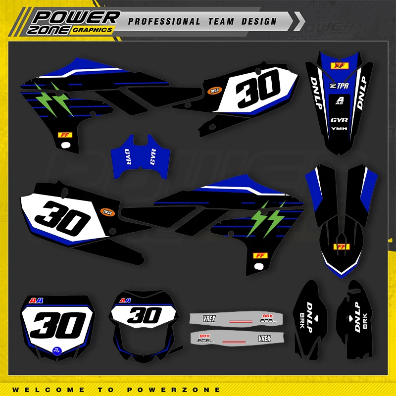 

PowerZone Custom Team Graphics Backgrounds Decals Stickers For YAMAHA Kit 2019-2023 YZ250F WR250F 2018-2022 YZ450F WR450F 16