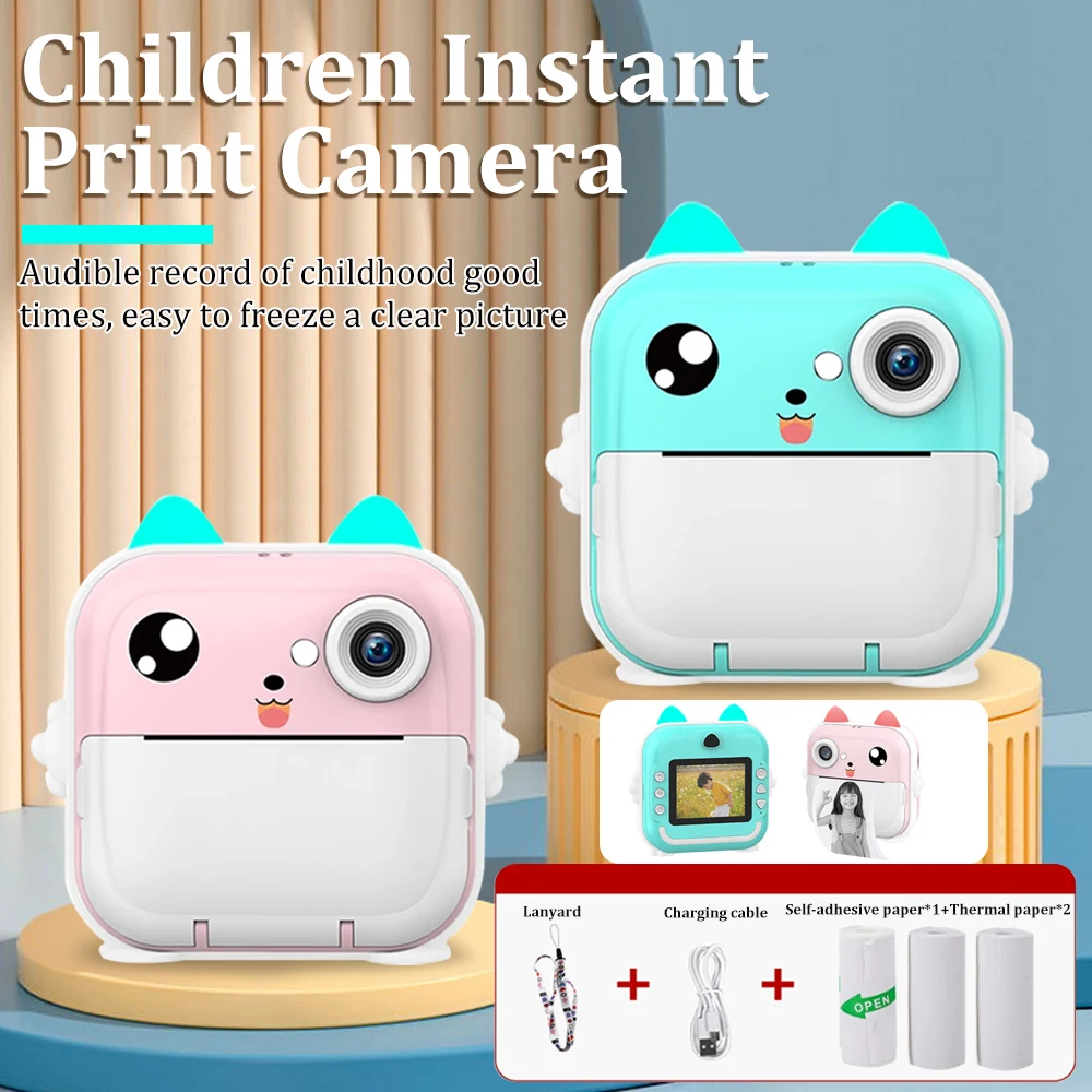 

Children Instant Printing Camera Video Photography Digital Photo Camera with Thermal Printer Mini Kids Camera for Birthday Gift