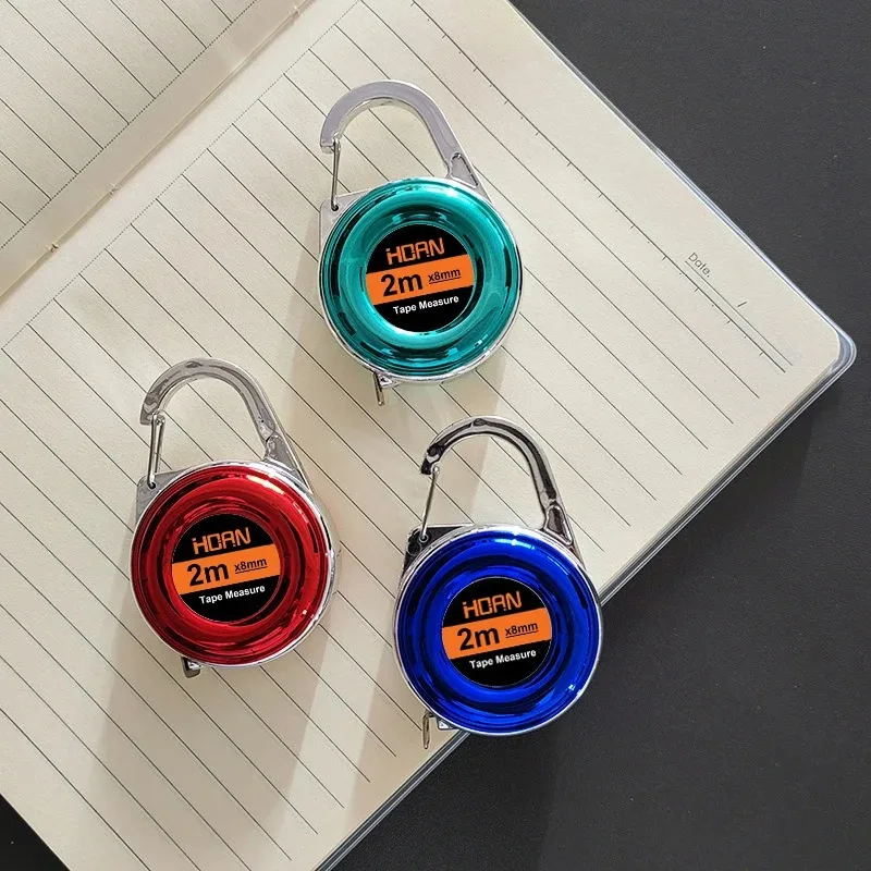 NEW 1pc Mini Keychain Tape Measure 2m Steel Tape Measure Delicate Small Steel Ruler Multipurpose Steel Tape Measure Gift Ruler
