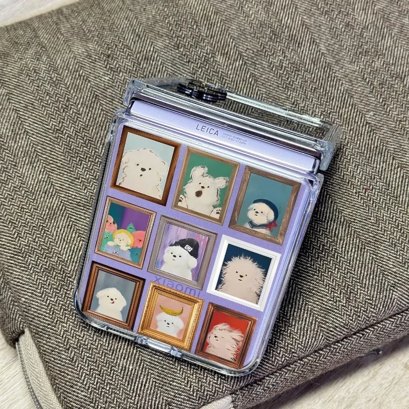 Fundas Oil Painting Dog Phone Case For Samsung Galaxy Z Flip 7 6 ZFlip5 5G Transaprent Clear Covers For Samsung ZFlip4 Z Flip 3 - náhled 4