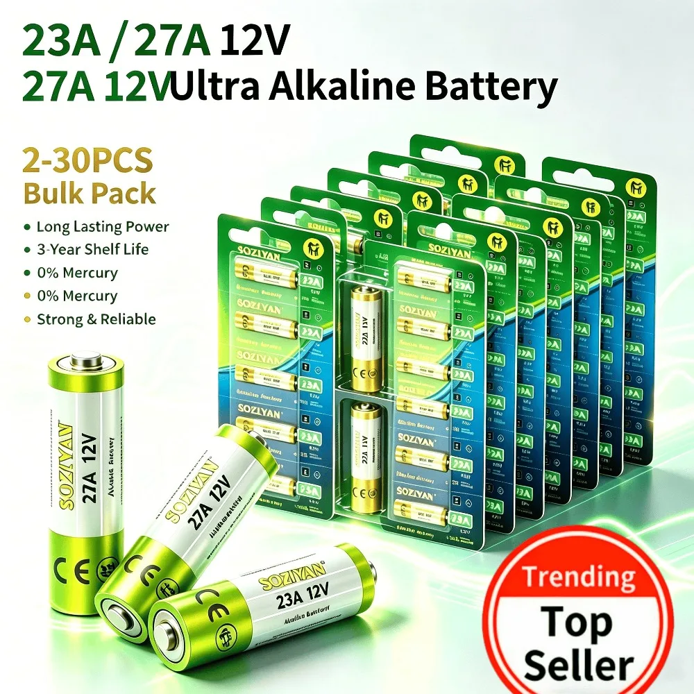 High Power 12V 23A & 27A Alkaline Dry Battery Pack Long Lasting Replacement Cells For Remote Controls Car Alarm Flashlights Toys